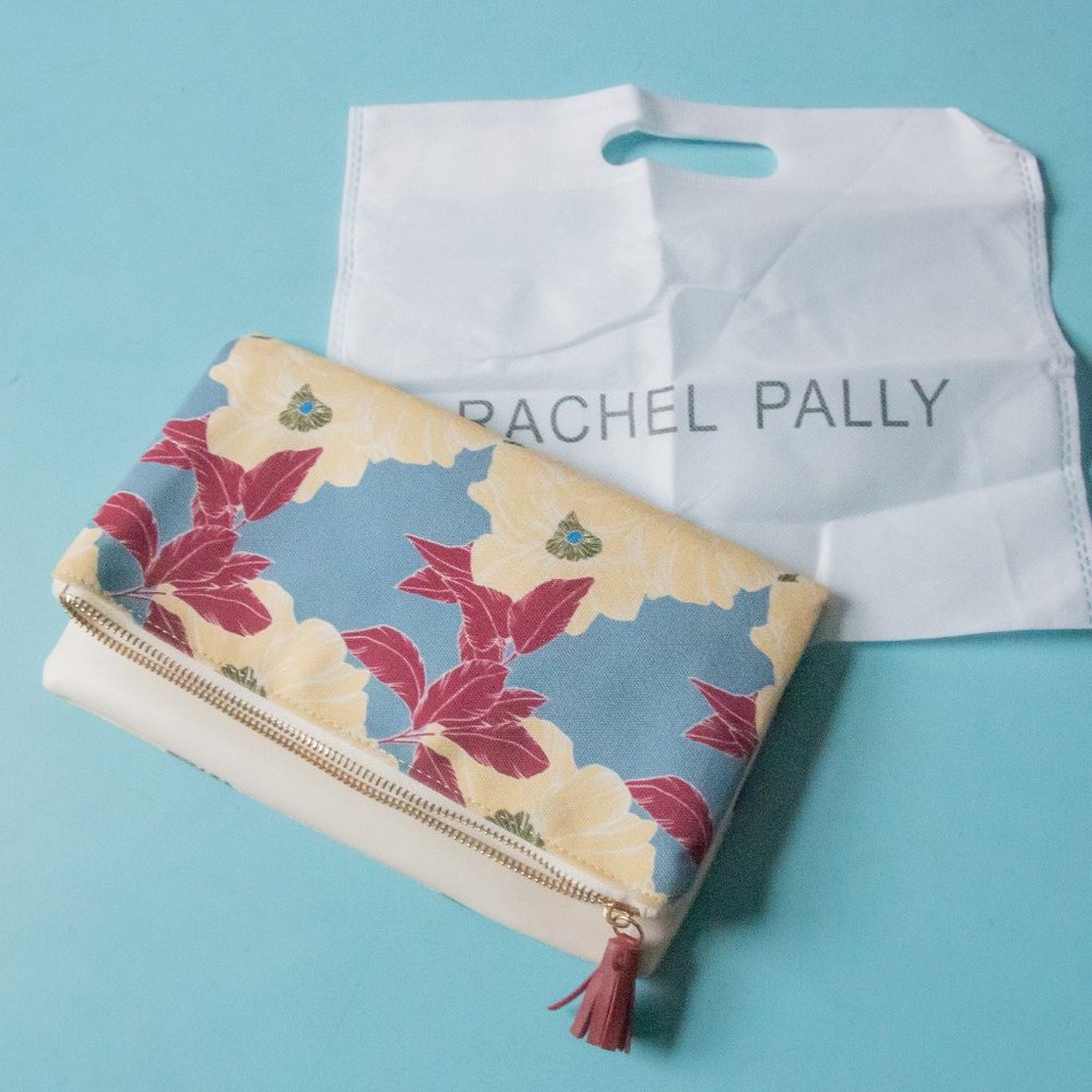 NEW Rachel Pally Floral Canvas Faux Leather Reversible Folding Clutch Bag